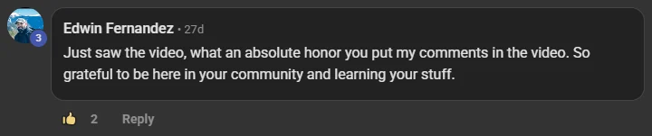 Edwin Fernandez commenting on the Build Market Close Skool on the post How To Sell ICM Folder Structure To SMB's: Just saw the video, what an absolute honor you put my comments in the video. So grateful to be here in your community and learning your stuff.