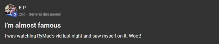 E P posting on the Build Market Close Skool titled I'm almost famous: I was watching RyMac's vid last night and saw myself on it. Woot!
